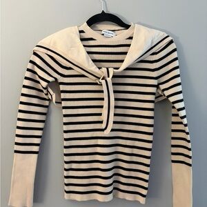 Urban Revivo Black and Cream Striped Sweater